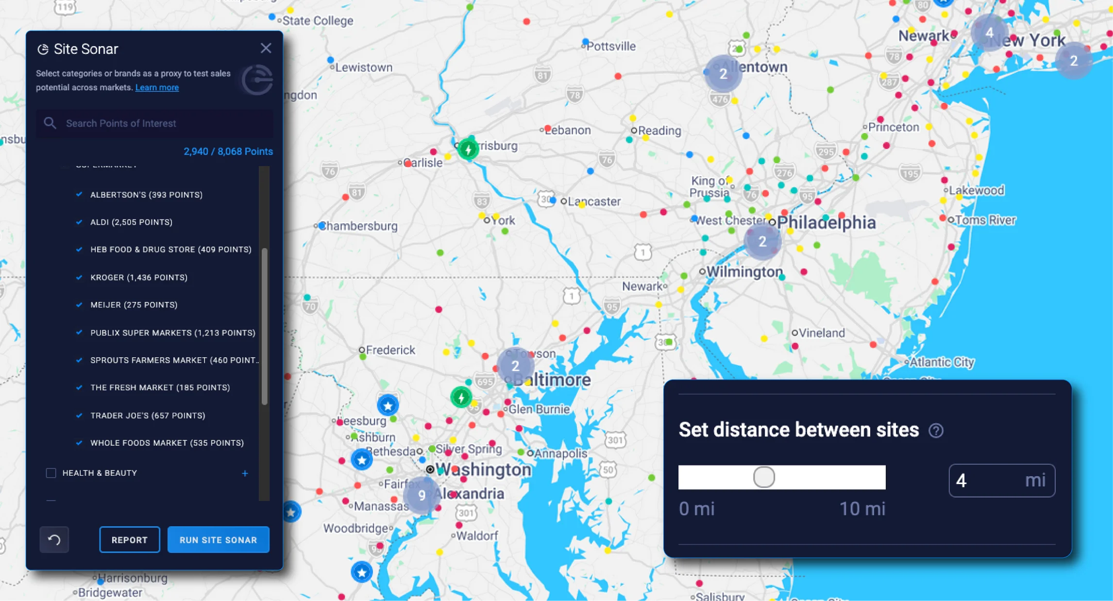Optimize the distance between sites